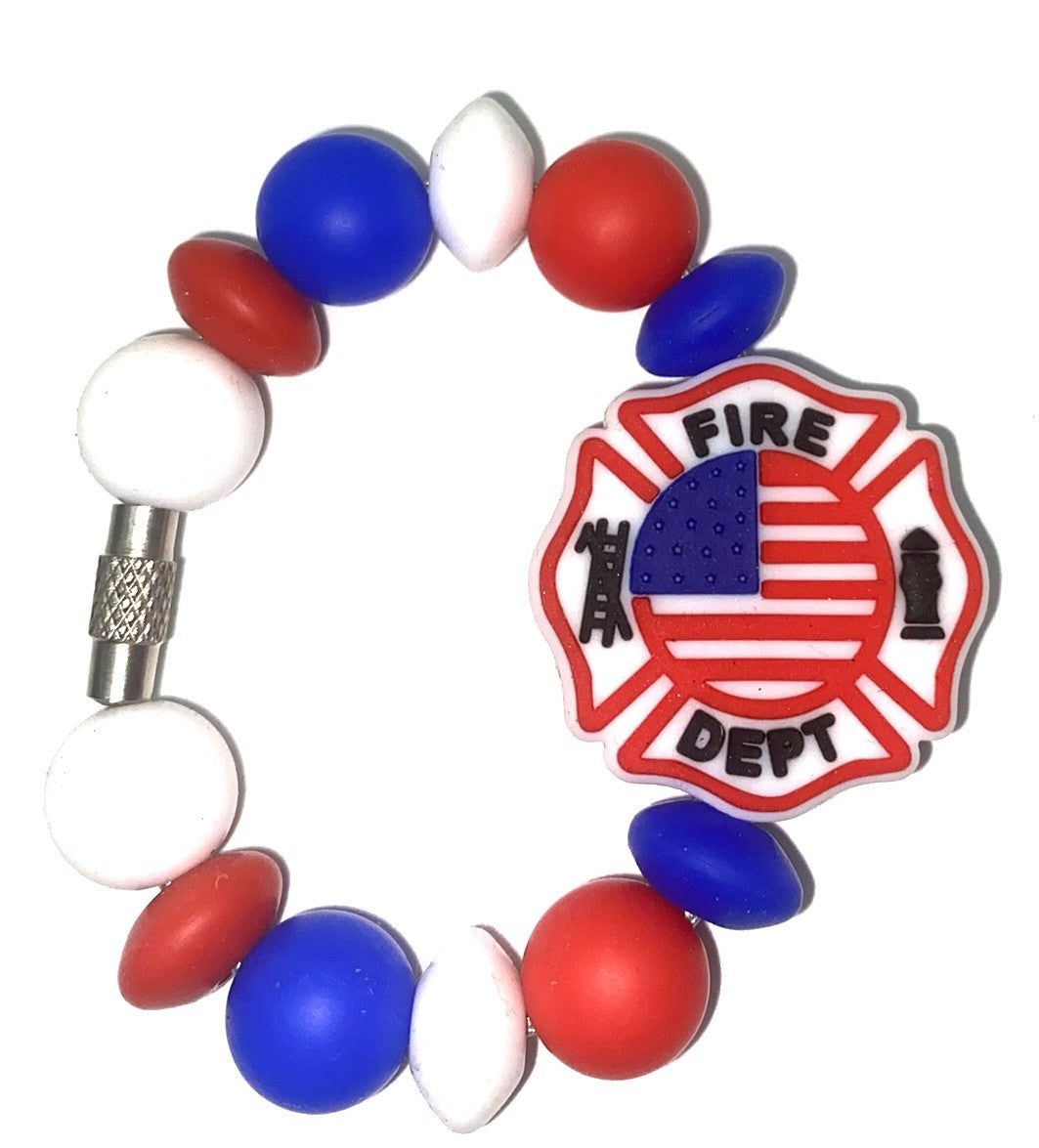 Patriotic Firefighter Shield Maltese Cross Symbol Stanley Tumbler Cup Handle Charm