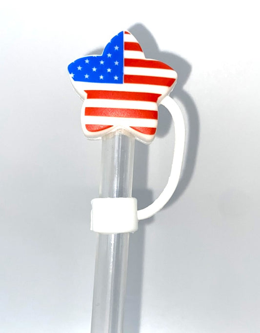 American Flag Patriotic Star 3D Straw Topper