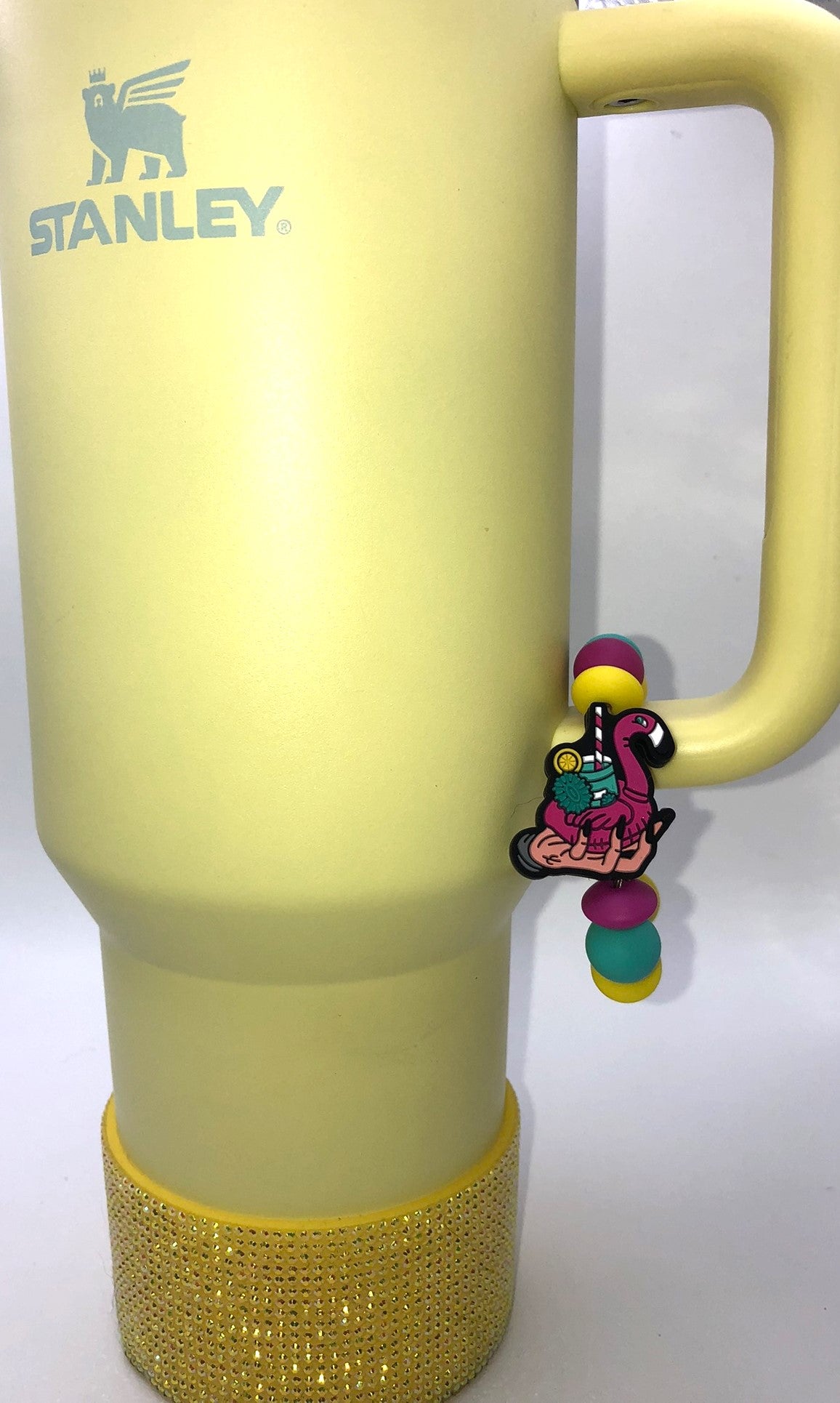 Pink Flamingo Floatie Drink Cocktail Stanley Cup Tumbler Handle Charm