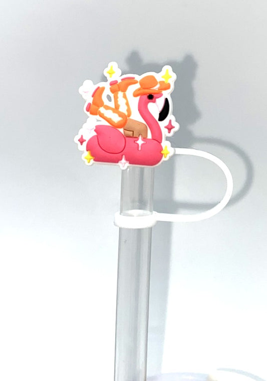 Cowgirl Flamingo Floatie Straw Topper