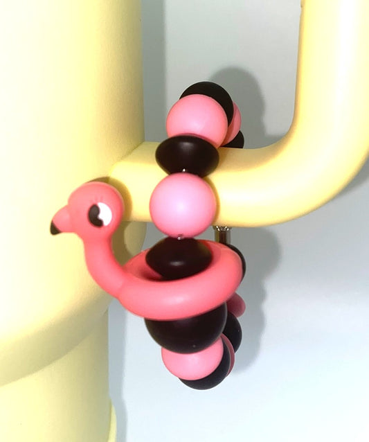 Pink Flamingo Floatie 3D Stanley Cup Tumbler Handle Charm