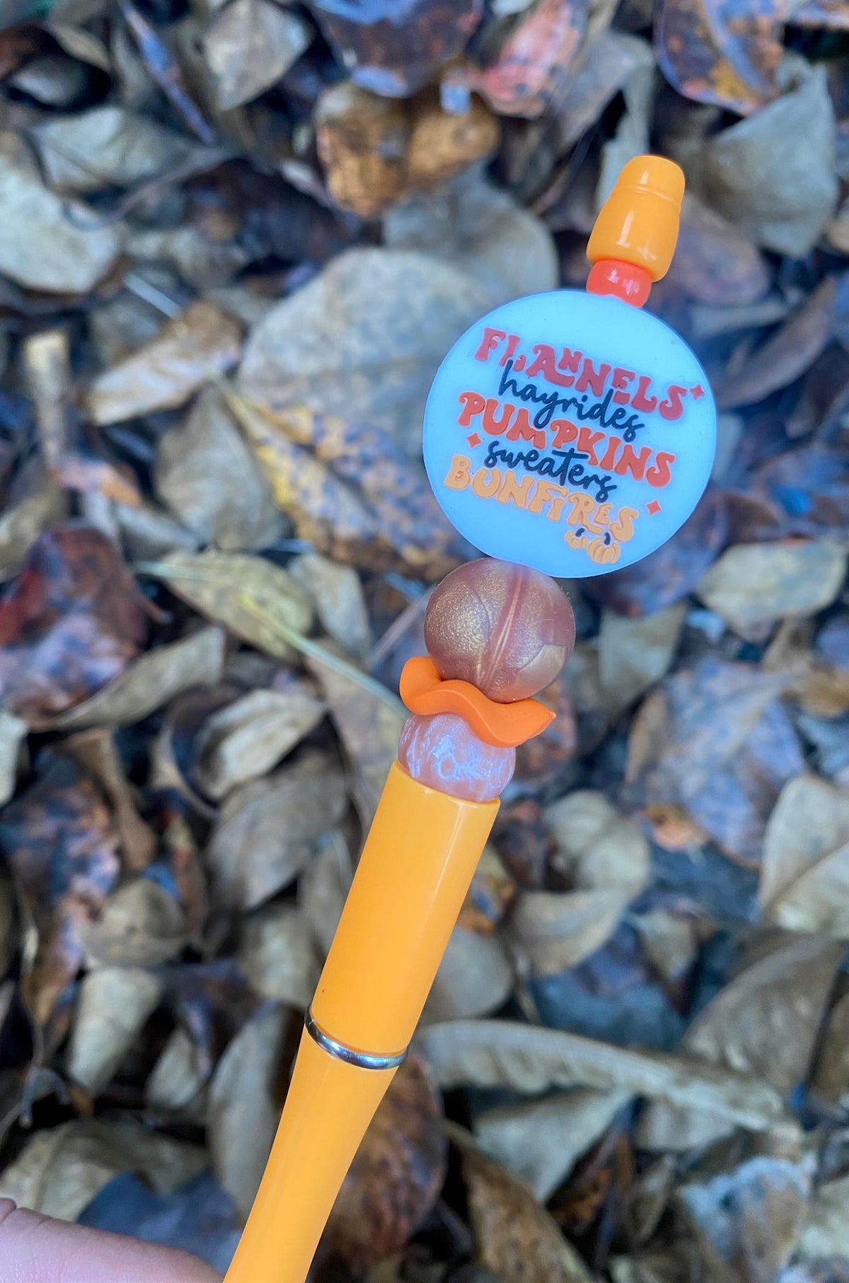 Flannels Hayrides Pumpkins Sweaters Bonfires Fall Beaded Pen