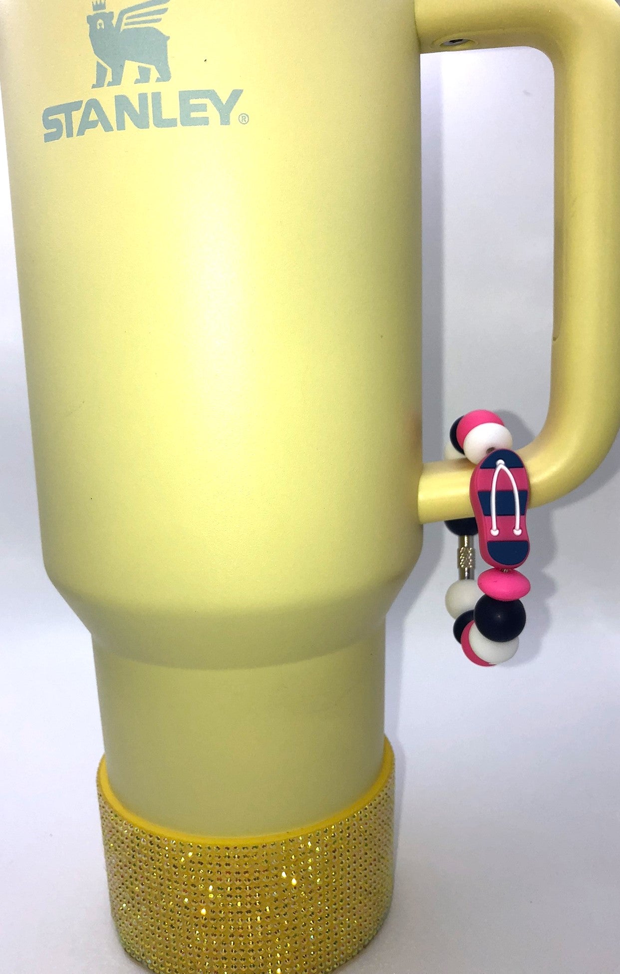 Pink & Navy Blue Flip Flop Stanley Tumbler Cup Handle Charm