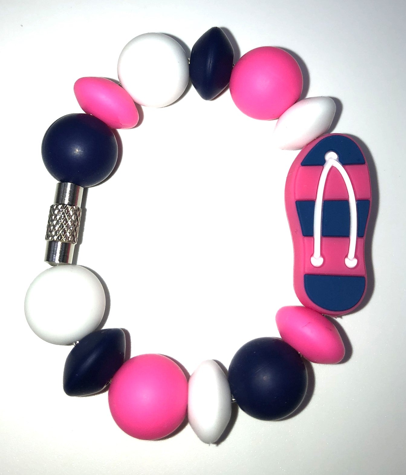 Pink & Navy Blue Flip Flop Stanley Tumbler Cup Handle Charm