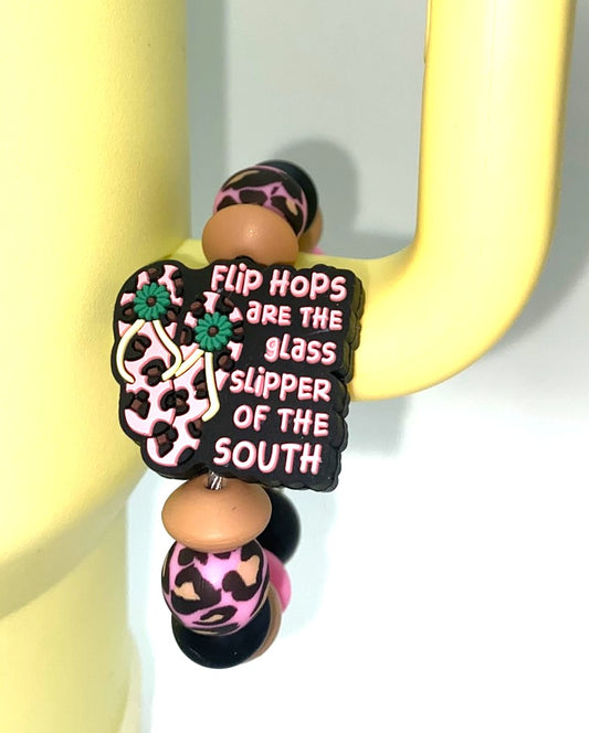 Flip Hops Are The Glass Slipper Of The South Leopard Print Stanley Tumbler Cup Handle Charm