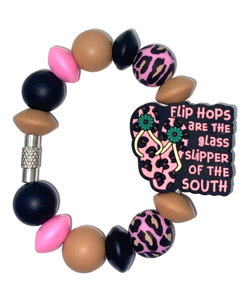 Flip Hops Are The Glass Slipper Of The South Leopard Print Stanley Tumbler Cup Handle Charm