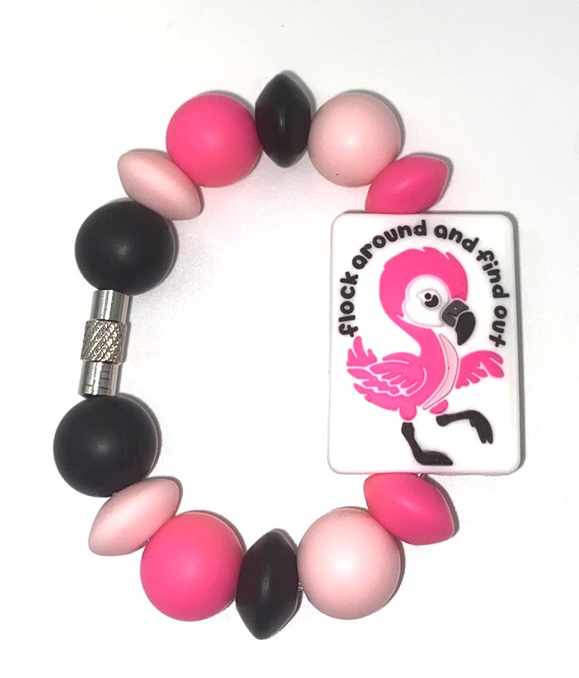 Flock Around & Find Out Pink Flamingo Stanley Cup Tumbler Handle Charm