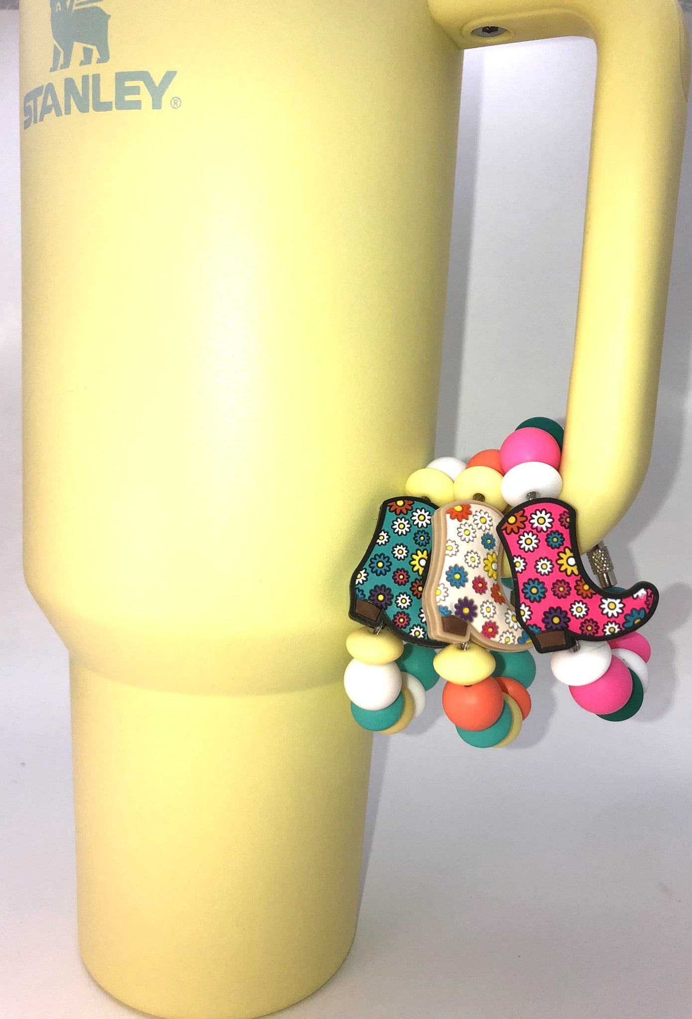 Floral Cowboy Boot Stanley Tumbler Cup Handle Charm