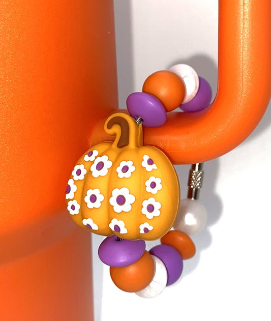 Floral Pumpkin 3D Fall Stanley Tumbler Cup Handle Charm