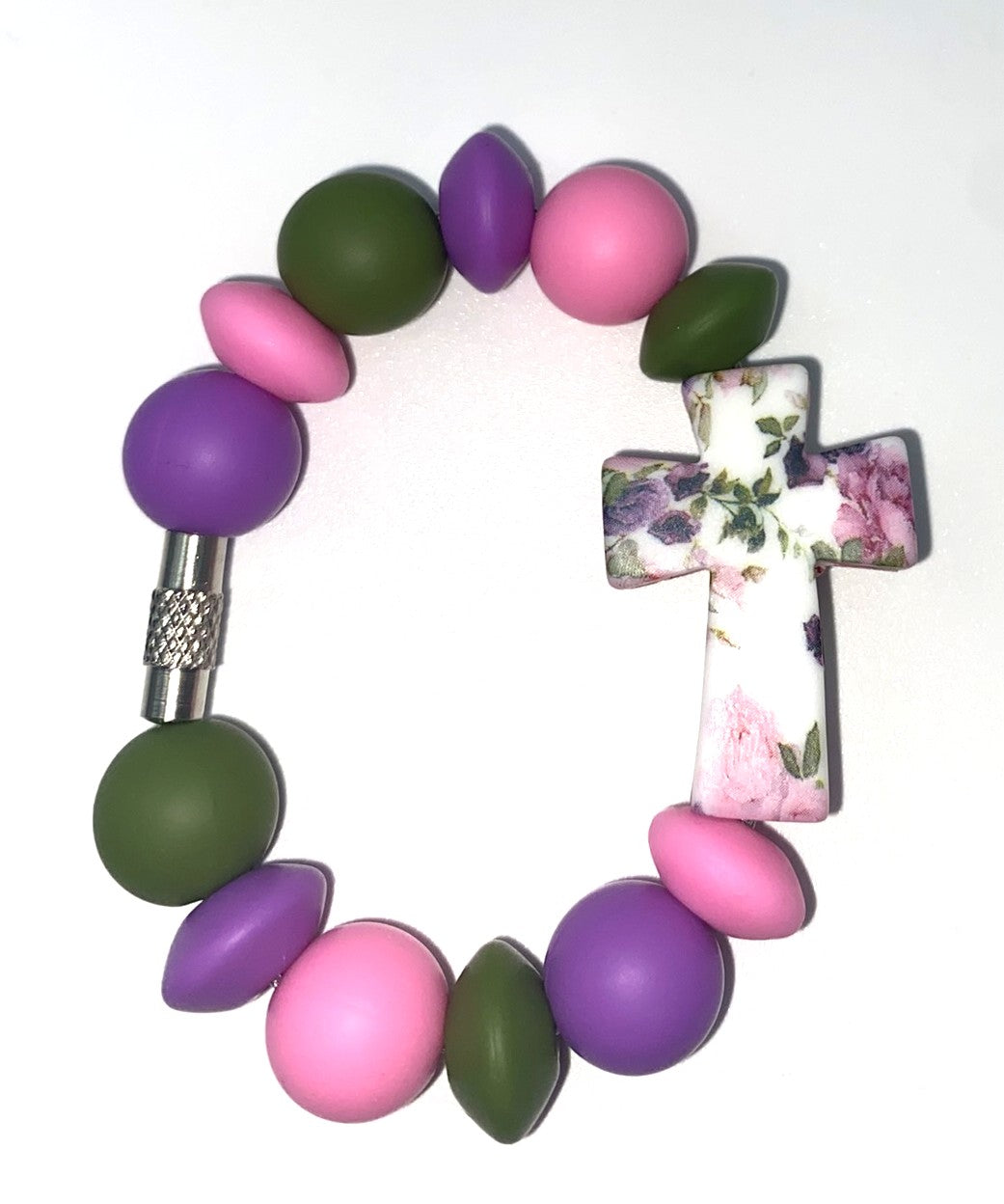 Floral Roses Cross Stanley Tumbler Cup Handle Charm