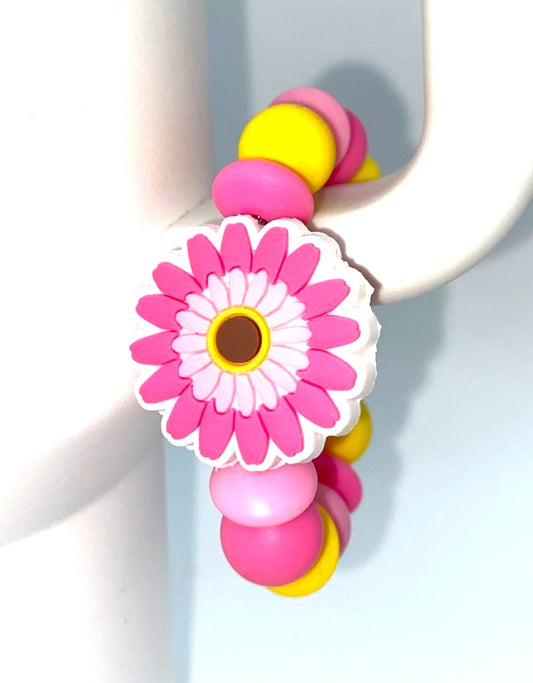 Flower w/Pink Petals Stanley Tumbler Cup Handle Charm