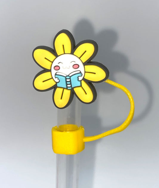 Daisy Flower Reading Bookish Straw Topper
