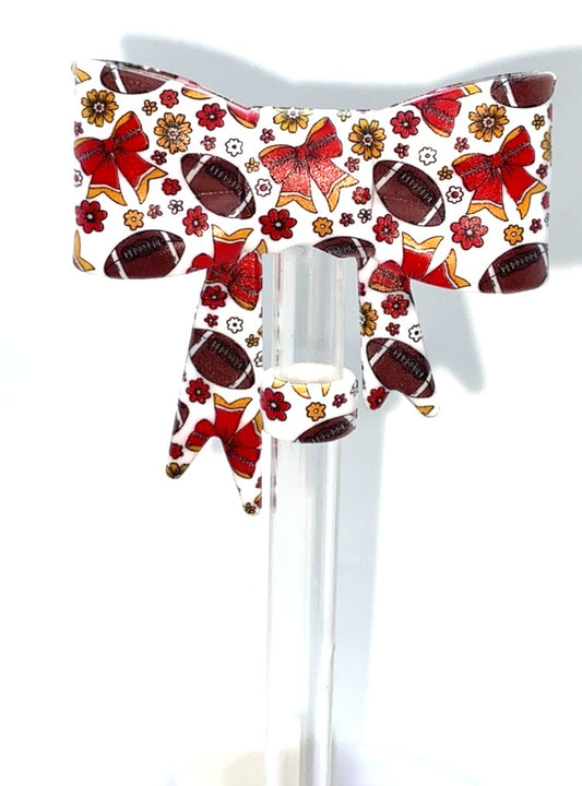 Footballs & Bows Bow Straw Topper