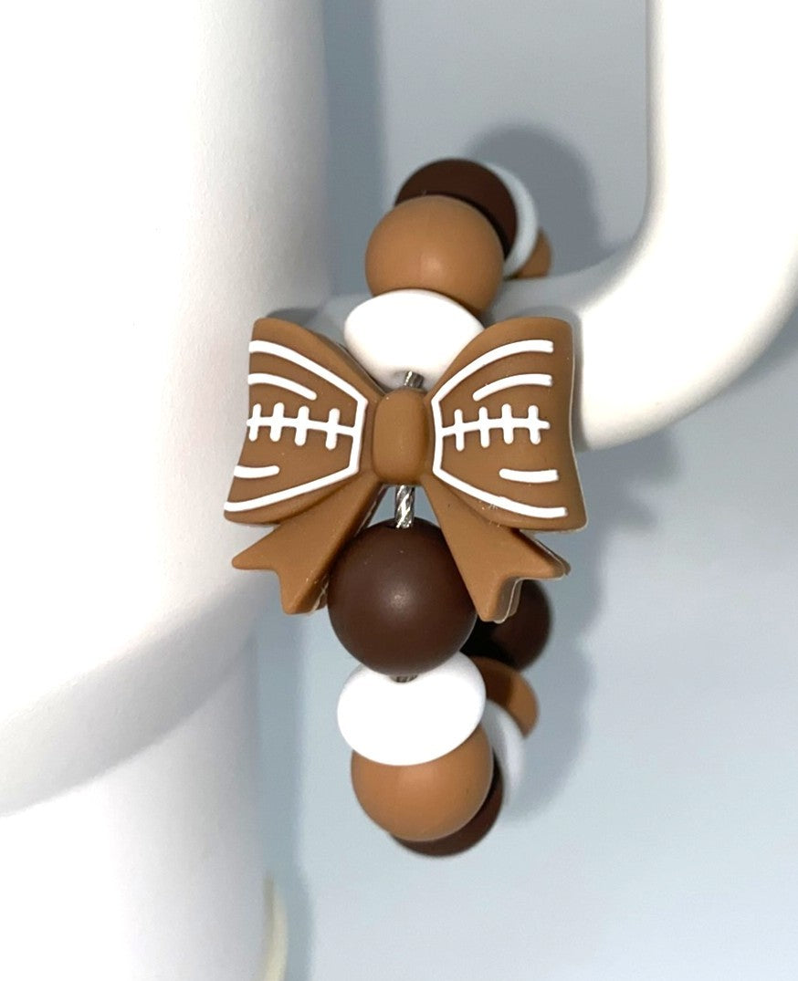 Football Coquette Bow 3D Stanley Tumbler Cup Handle Charm