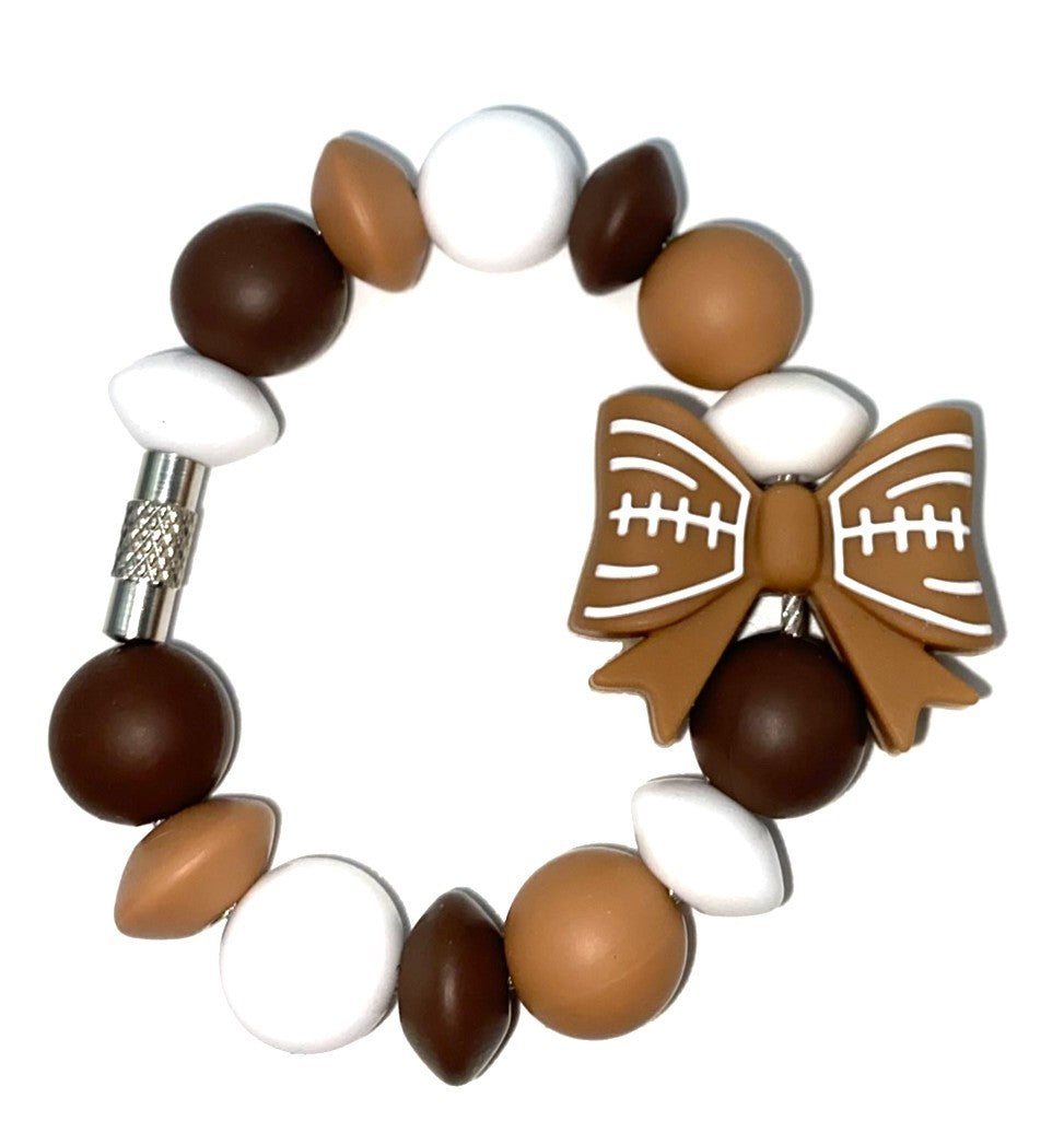 Football Coquette Bow 3D Stanley Tumbler Cup Handle Charm