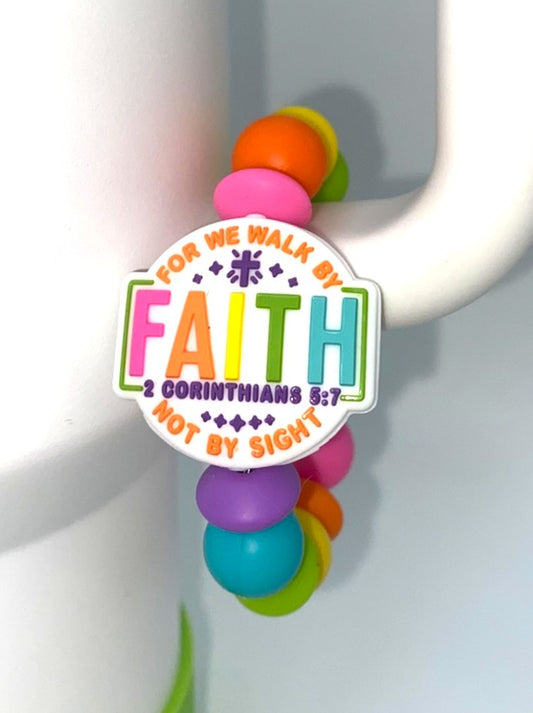 For We Walk By Faith Not By Sight 2 Corinthians 5:7 Stanley Tumbler Cup Handle Charm