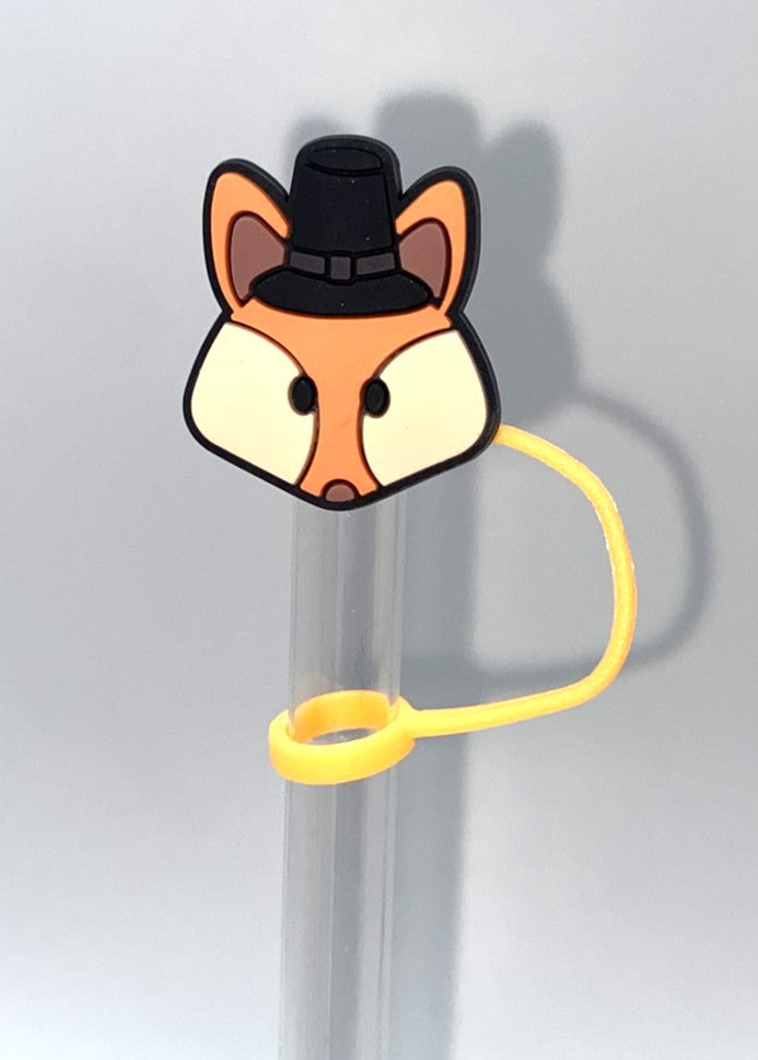 Fox w/Pilgrim Hat Straw Topper