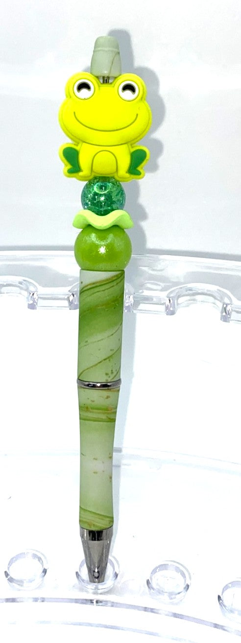Green Frog Beaded Pen