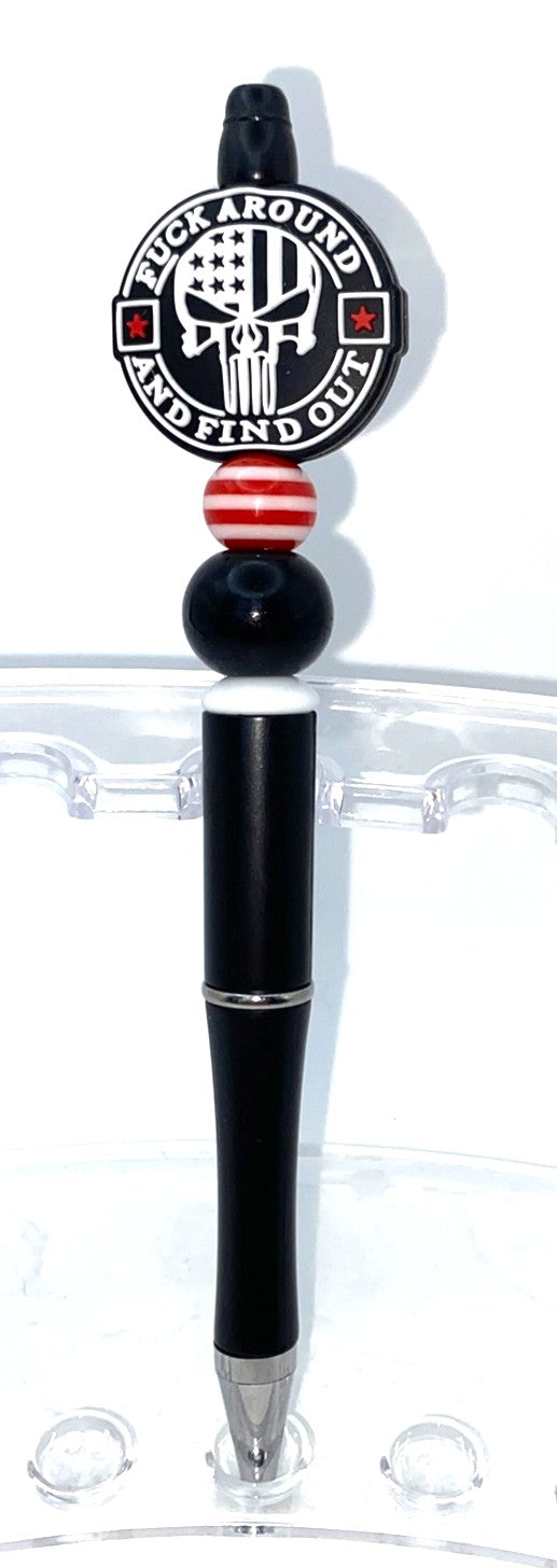 F@ck Around & Find Out Punisher Skull Beaded Pen