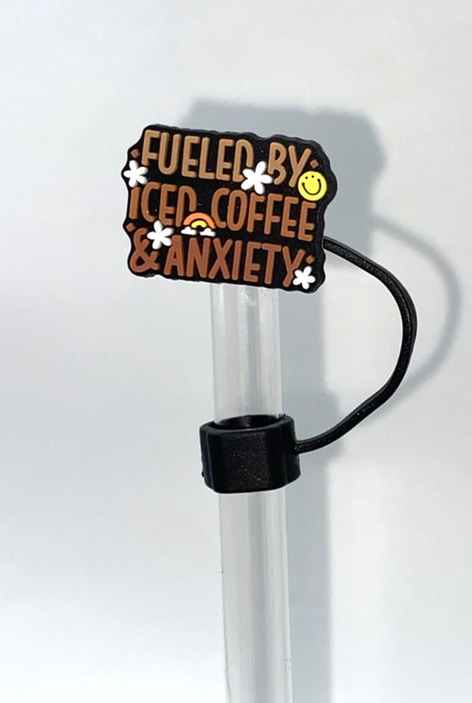 Fueled By Iced Coffee & Anxiety Daisies Straw Topper