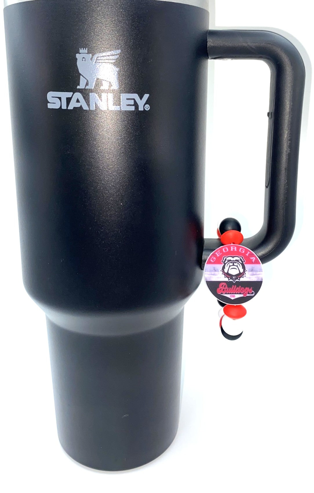 Georgia Bulldogs Stripes Round College Football Stanley Tumbler Cup Handle Charm