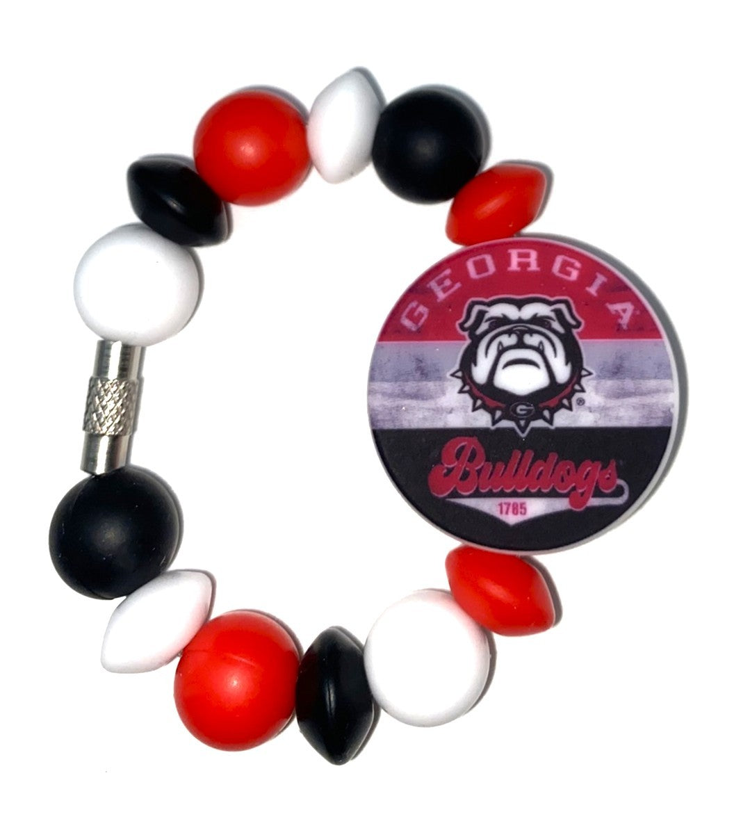 Georgia Bulldogs Stripes Round College Football Stanley Tumbler Cup Handle Charm