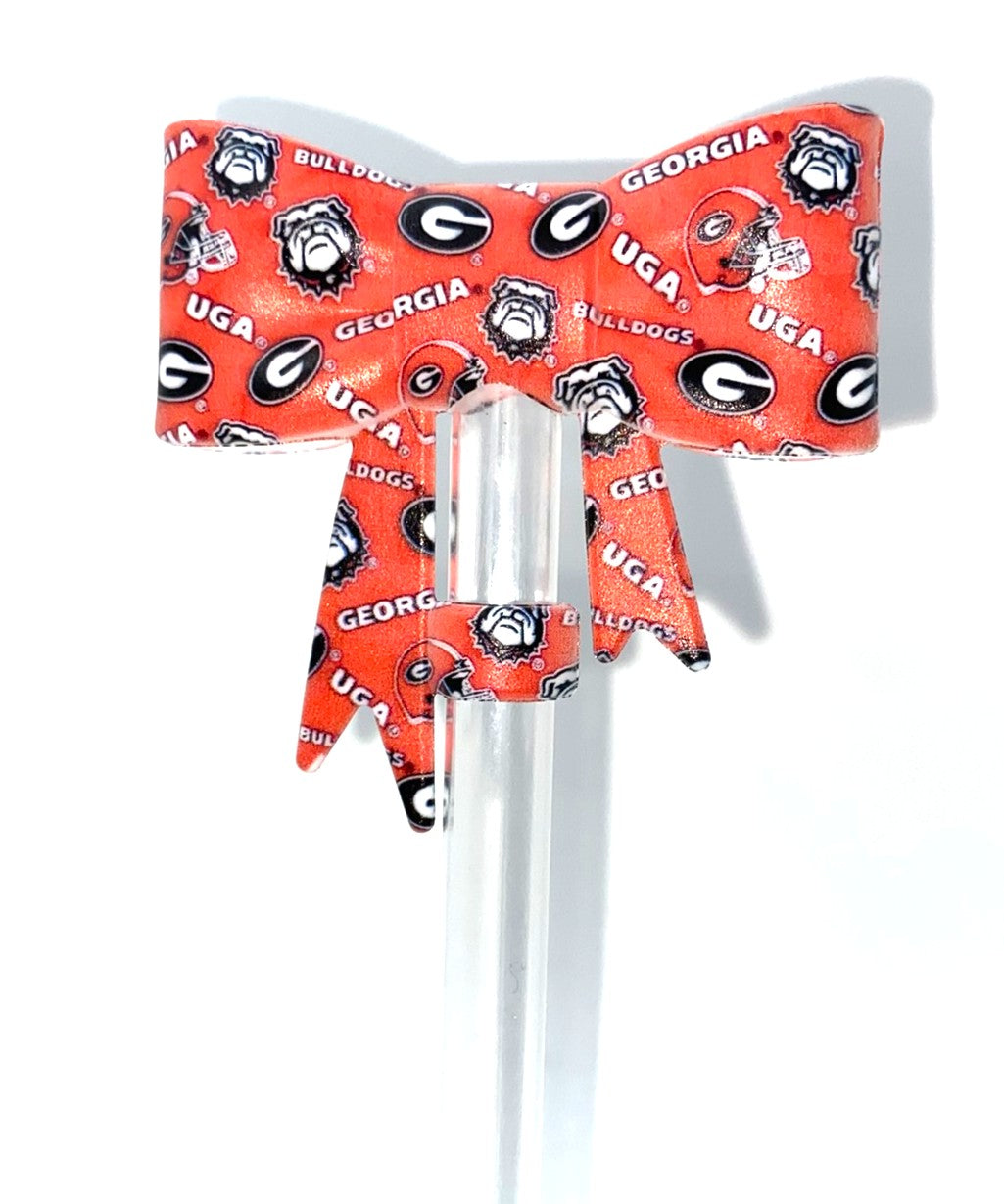 College Football Georgia Bulldogs Bow Straw Topper