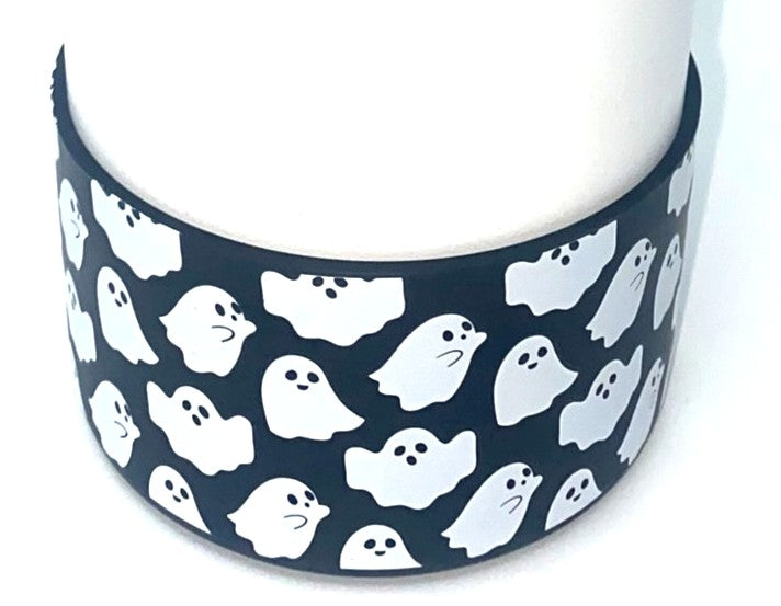 Black w/White Ghosts Halloween Stanley Tumbler Boot Sleeve #218