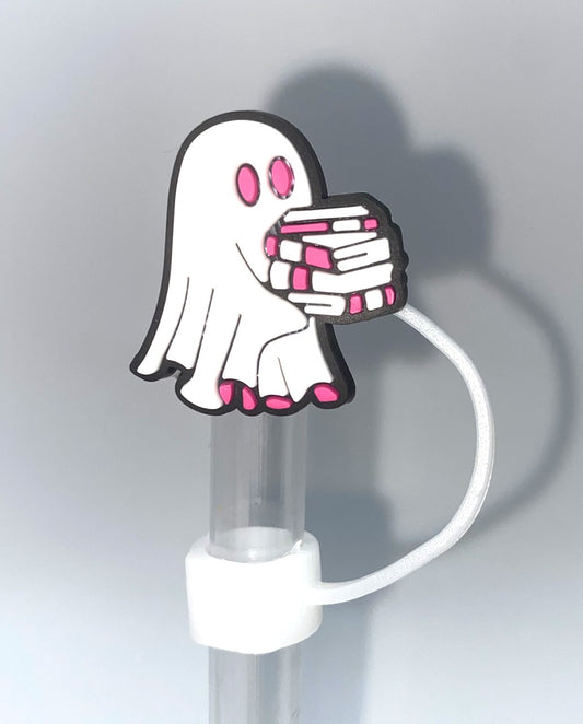 Ghost Carrying Books Bookish Straw Topper