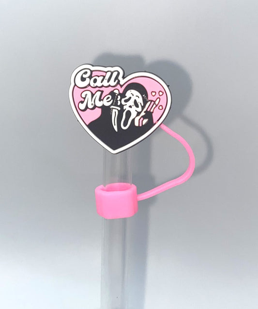 Call Me Ghost Face Scream Hearts Telephone Straw Topper