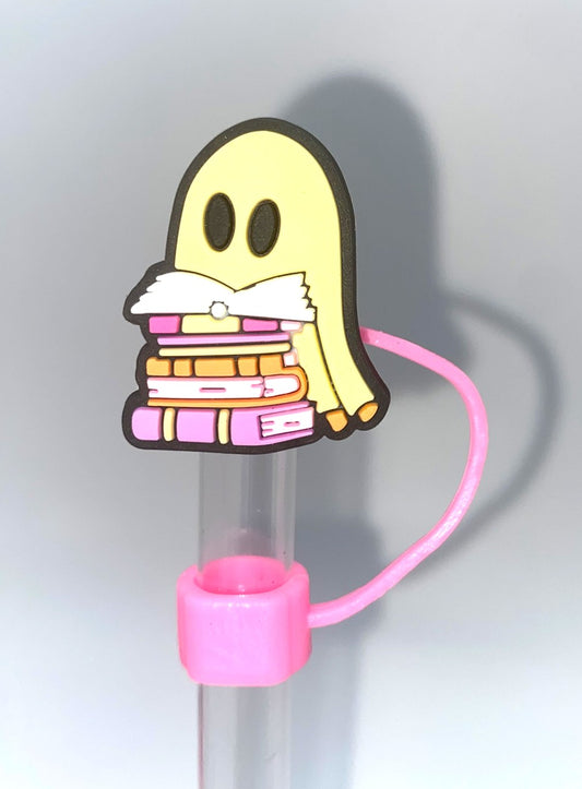 Ghost Reading Bookish Straw Topper
