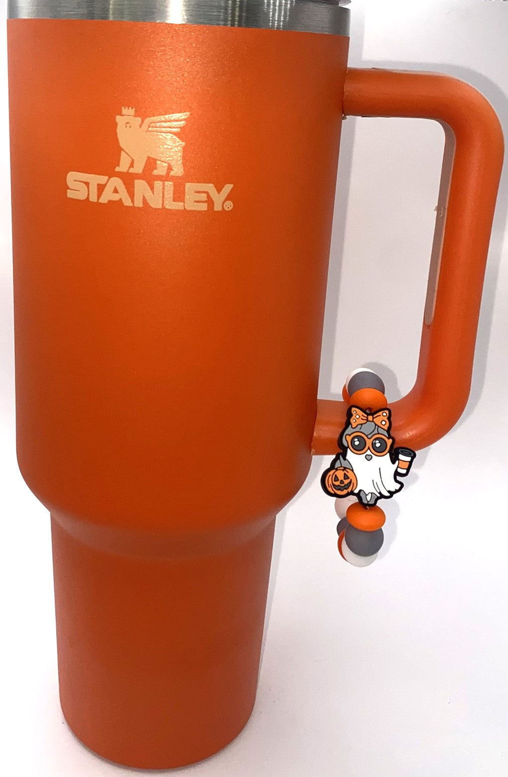 Fall Girly Ghost w/Latte Halloween Stanley Tumbler Cup Handle Charm