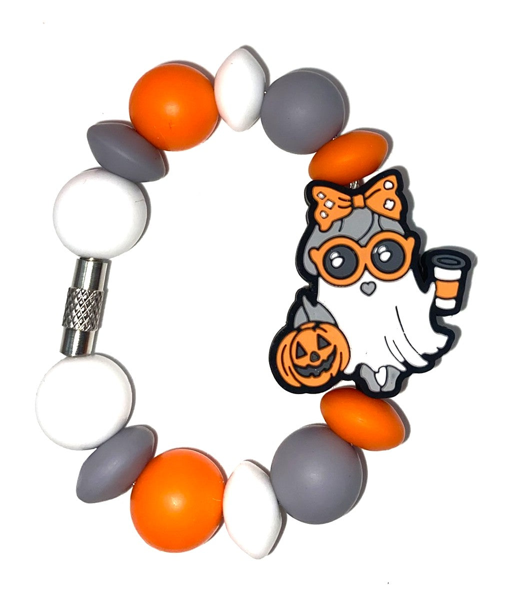 Fall Girly Ghost w/Latte Halloween Stanley Tumbler Cup Handle Charm