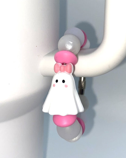 Ghost w/Pink Bow 3D Stanley Tumbler Cup Handle Charm