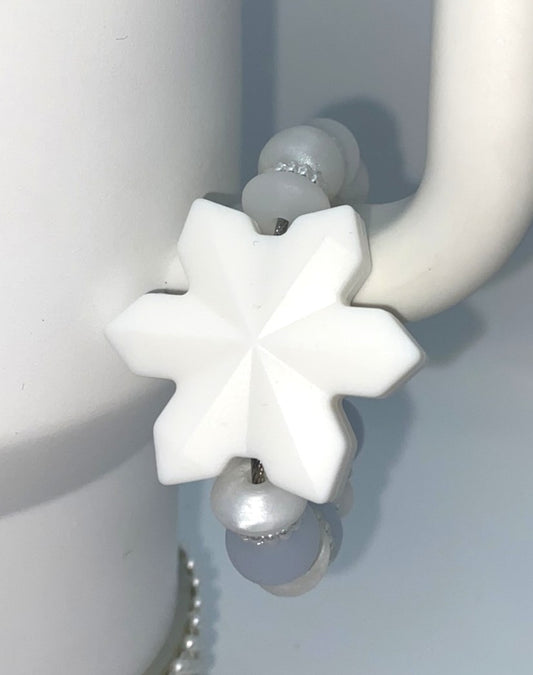 Giant White Snowflake Winter Stanley Tumbler Cup Handle Charm
