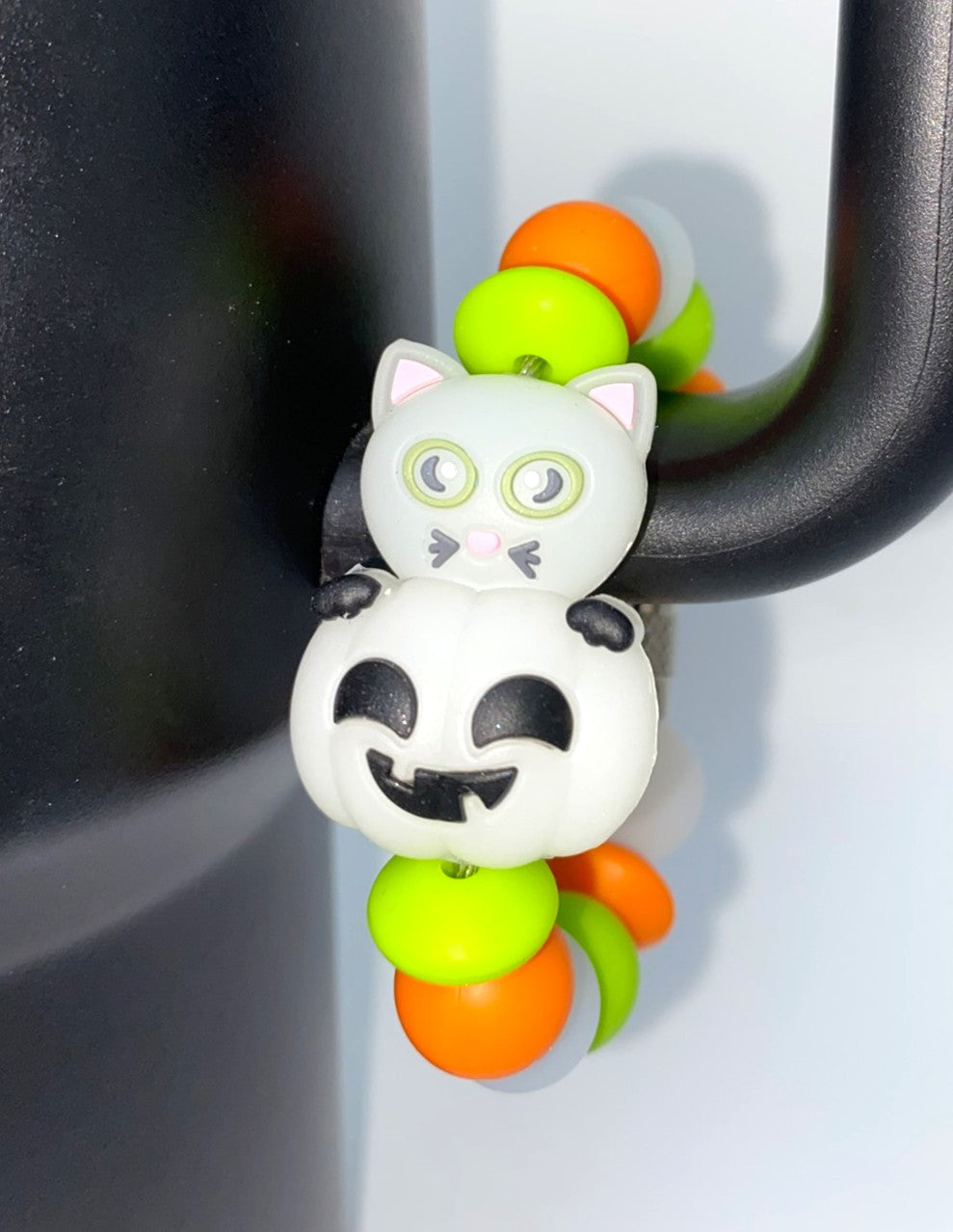 Glow In The Dark Cat In Pumpkin 3D Stanley Tumbler Cup Handle Charm