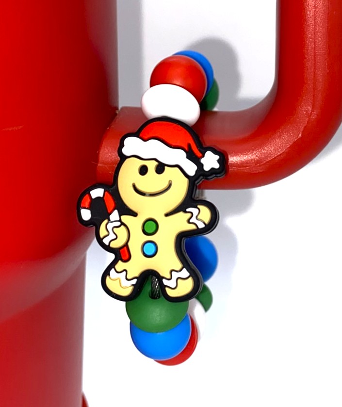 Santa Gingerbread Man Stanley Tumbler Cup Handle Charm