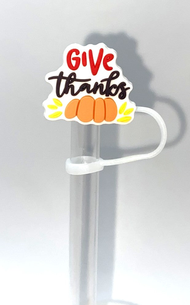 Give Thanks Pumpkin Straw Topper