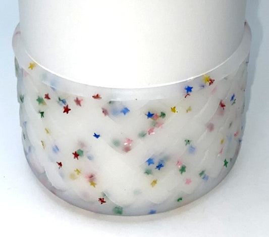 Colorful Glitter Stars Translucent Basketweave Tumbler Boot Sleeve #166