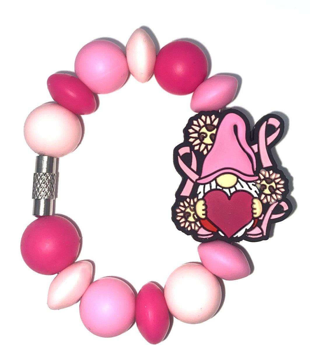 Gnome Breast Cancer Awareness Stanley Tumbler Cup Handle Charm