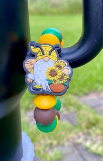 Sunflower Bee Gnome Stanley Tumbler Cup handle Charm