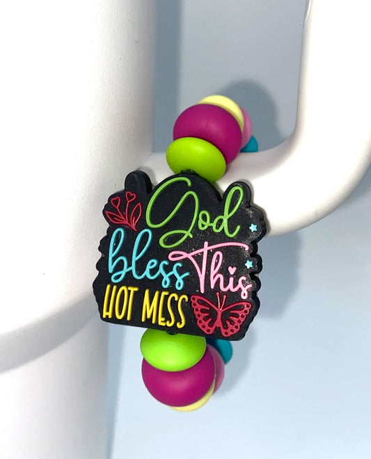 God Bless This Hot Mess Funny Stanley Tumbler Cup Handle Charm