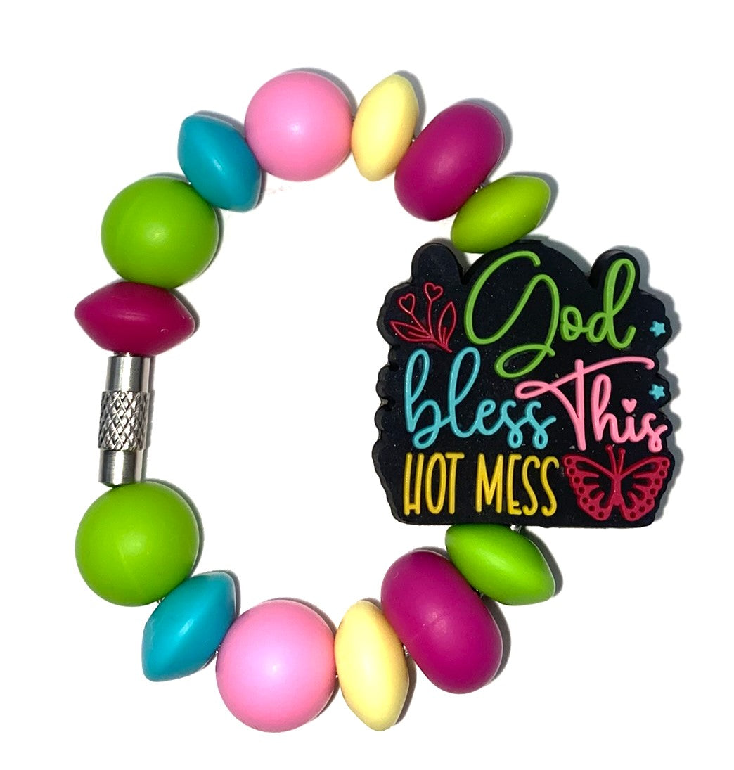 God Bless This Hot Mess Funny Stanley Tumbler Cup Handle Charm