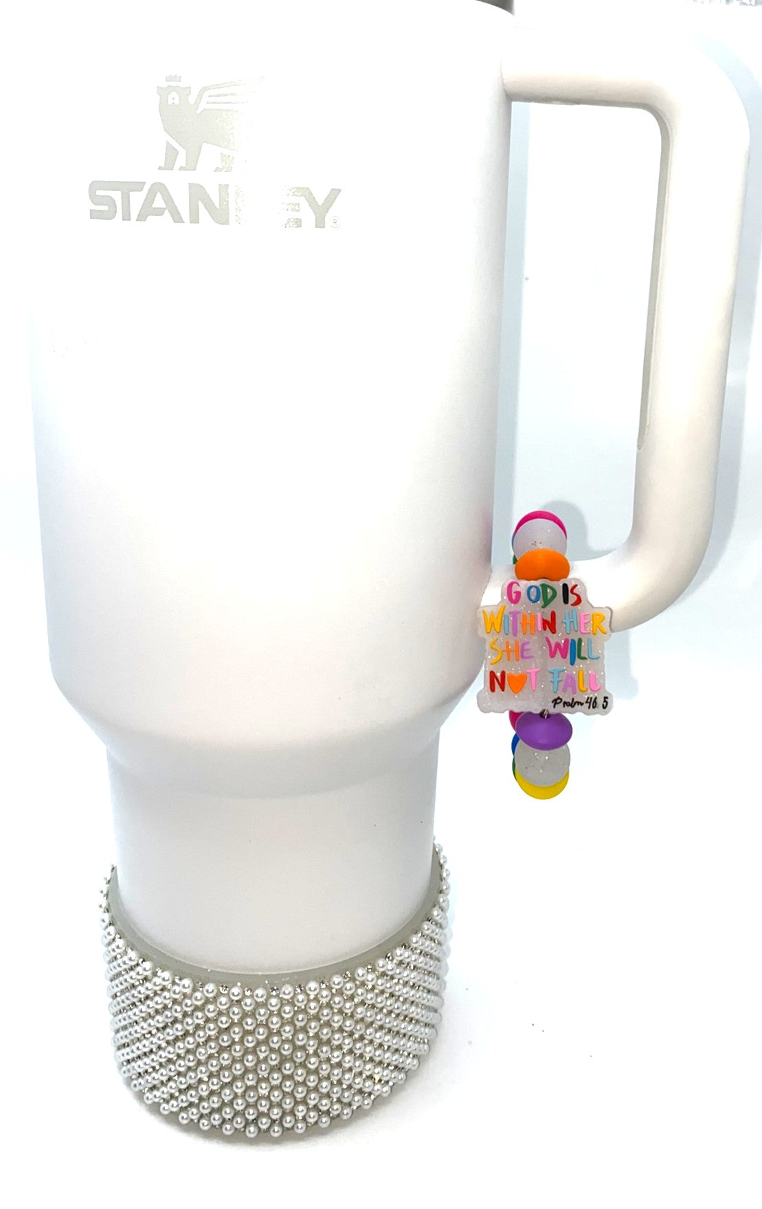 God Is Within Her She Will Not Fall Psalm 46:5 Glitter Stanley Tumbler Cup Handle Charm