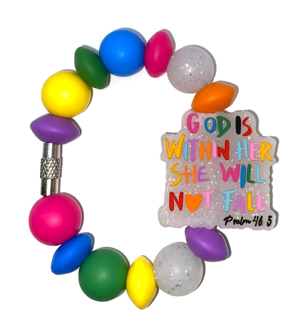 God Is Within Her She Will Not Fall Psalm 46:5 Glitter Stanley Tumbler Cup Handle Charm