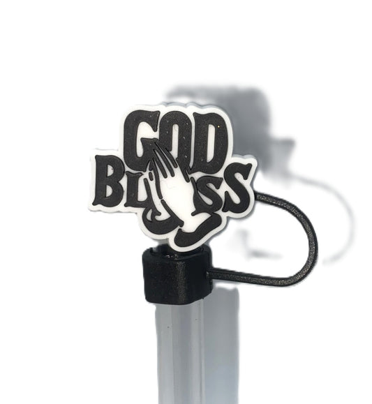 God Bless Praying Hands Straw Topper