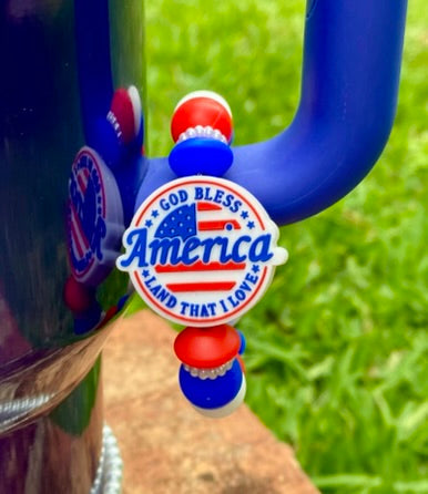 God Bless America Stanley Tumbler Cup Handle Charm