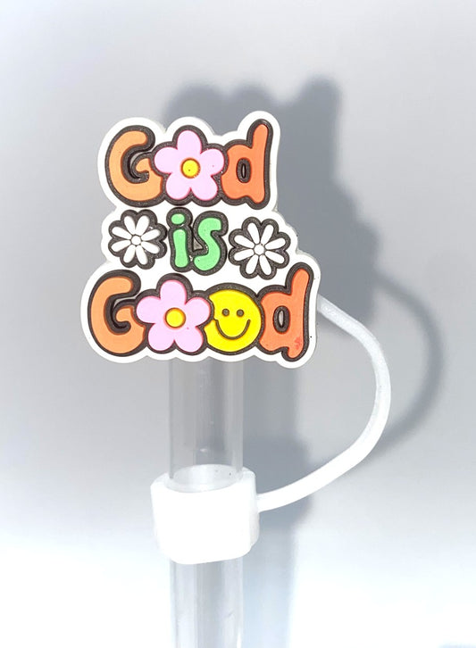 God Is Good Floral Straw Topper