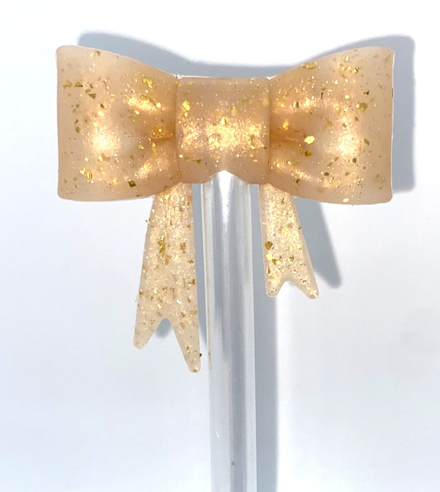 Gold Confetti Glitter Bow Straw Topper