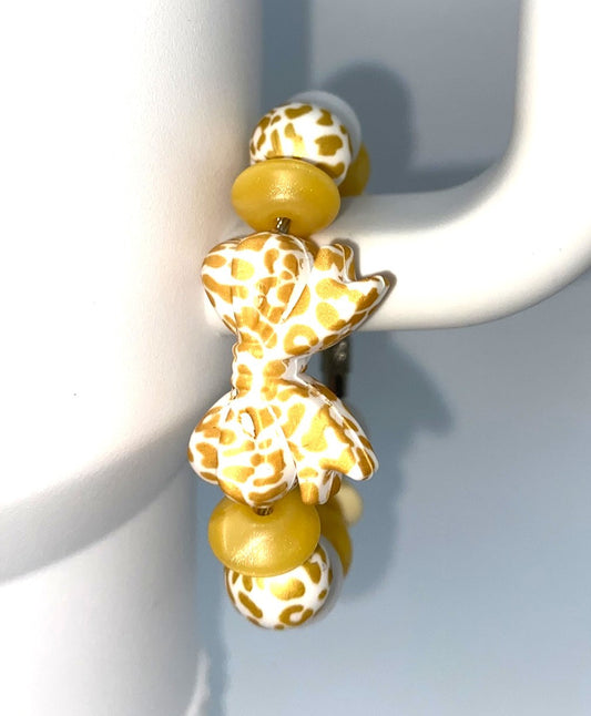 Gold Leopard Print Coquette Bow Stanley Tumbler Cup Handle Charm